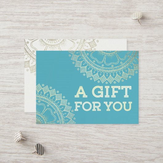 Yoga Meditation Instructor Blue Gold Mandala Gift Kortingskaartje (Voorkant / Achterkant in situ)