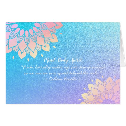 Yoga Meditation Instructor Blue Gold Mandala Quote (Voorkant Horizontaal)