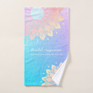 Yoga Meditation Instructor Blue Gold Mandala Quote Bad Handdoek