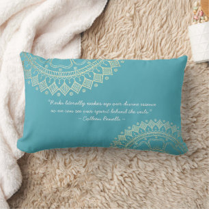Yoga Meditation Instructor Blue Gold Mandala Quote Kussen