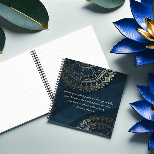 Yoga Meditation Instructor Blue Gold Mandala Quote Notitieboek