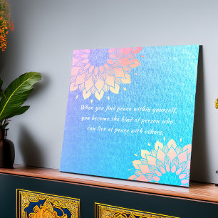Yoga Meditation Instructor Blue Gold Mandala Quote Poster