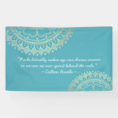Yoga Meditation Instructor Blue Gold Mandala Quote Spandoek (Horizontaal)