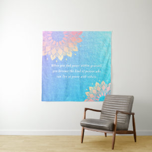 Yoga Meditation Instructor Blue Gold Mandala Quote Wandkleed