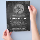 Yoga Meditation Instructor BW Tree Logo Open House Flyer (Hand)