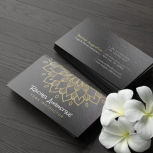 YOGA Meditation Instructor Chic Black Gold Mandala Visitekaartje