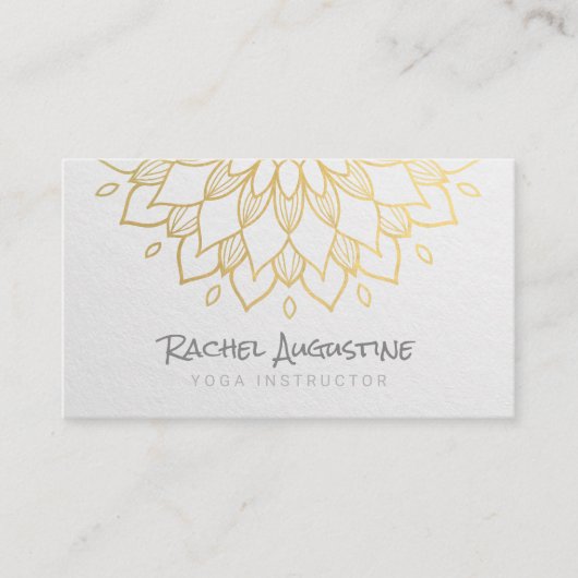 YOGA Meditation Instructor Chic White Gold Mandala Visitekaartje (Voorkant)