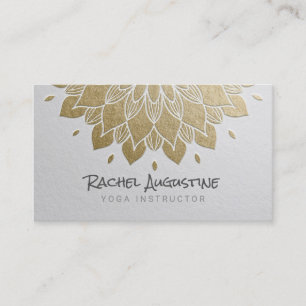 YOGA Meditation Instructor Chic White Gold Mandala Visitekaartje