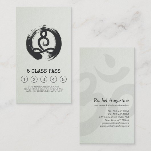 Yoga Meditation Instructor Class Pass Loyalty Kaar (Voorkant / Achterkant)