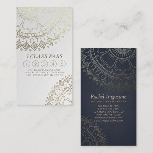 Yoga Meditation Instructor Class Pass Loyalty Kaar (Voorkant / Achterkant)