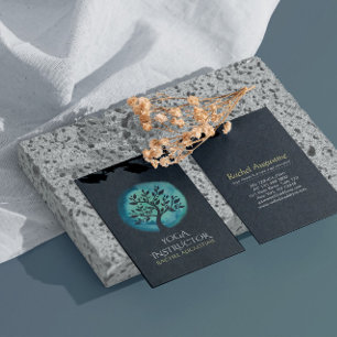 Yoga Meditation Instructor Elegant Black Blauwgroe Visitekaartje