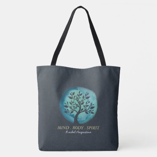 Yoga Meditation Instructor Elegant Waterverf Boom Tote Bag (Achterkant)