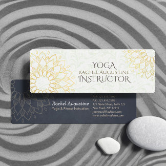 Yoga Meditation Instructor Gold Floral Mandala Mini Visitekaartje