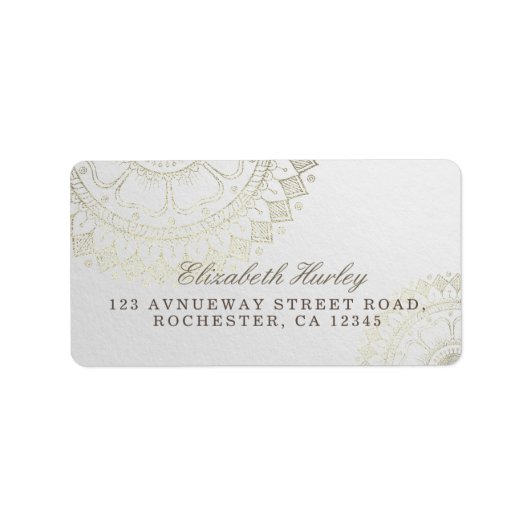 Yoga Meditation Instructor Gold Mandala Flowers Etiket (Voorkant)