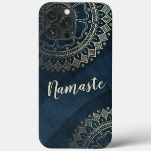 Yoga Meditation Instructor Gold Mandala Navy Blue iPhone 13 Pro Max Hoesje