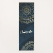 Yoga Meditation Instructor Gold Mandala Navy Blue Yogamat (Voorkant)