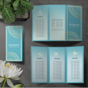 Yoga Meditation Instructor Gold Mandala Tri-Fold