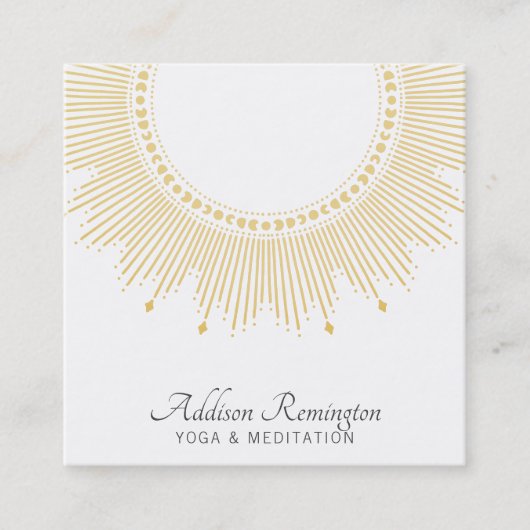 Yoga Meditation Instructor Gold Sun Mandala Vierkante Visitekaartje (Voorkant)