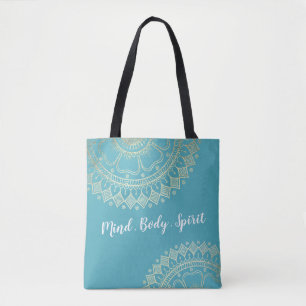 Yoga Meditation Instructor Green Blue Gold Mandala Draagtas