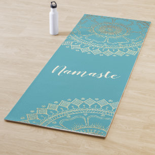Yoga Meditation Instructor Green Blue Gold Mandala Yogamat