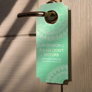 Yoga Meditation Instructor Green Gold Foil Mandala