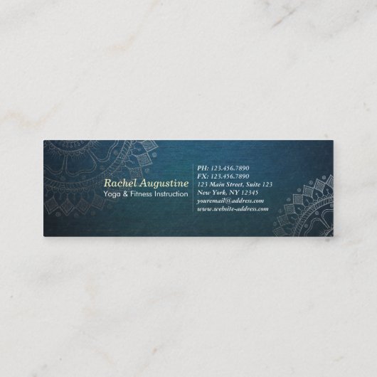 Yoga Meditation Instructor Green Gold Foil Mandala Mini Visitekaartje (Achterkant)