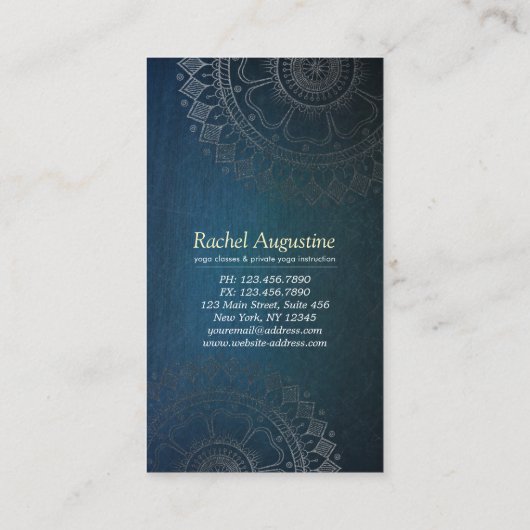 Yoga Meditation Instructor Green Gold Foil Mandala Visitekaartje (Achterkant)