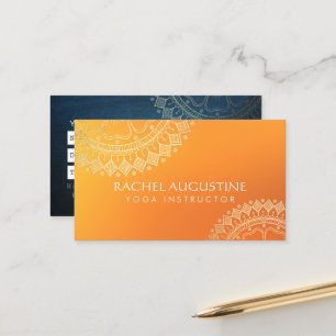 Yoga Meditation Instructor Oranje Gold Mandala Afsprakenkaartje
