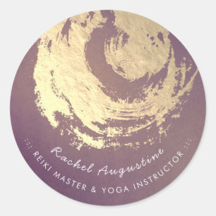 Yoga Meditation Instructor Paars Gold ZEN Symbool Ronde Sticker