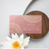Yoga Meditation Instructor Pink Gold Foil Mandala Visitekaartje