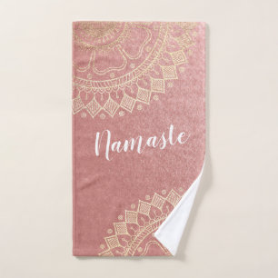 Yoga Meditation Instructor Pink Gold Mandala Quote Bad Handdoek