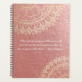 Yoga Meditation Instructor Pink Gold Mandala Quote Planner (Voorkant)