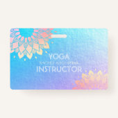 Yoga Meditation Instructor Roos Blue Gold Mandala Badge (Voorkant)