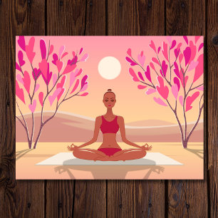 Yoga Meditation Padmasana Pink Golden Briefkaart