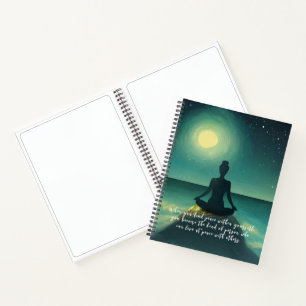 Yoga Meditation Pose on Rock Moon Star Quote Notitieboek