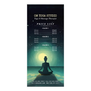 Yoga Meditation Pose on Rock Moon Stars Prijslijst Reclamekaart