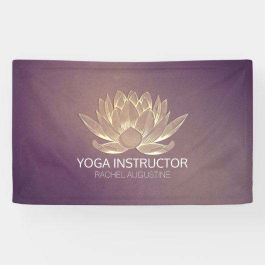 YOGA Meditation Reiki Instructeur Paars Gold Lotus Spandoek (Horizontaal)