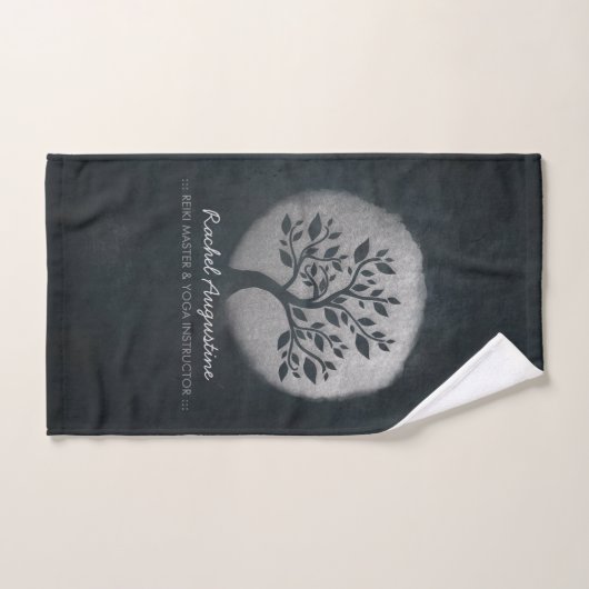 Yoga Meditation Reiki Instructor Black Silver Tree Bad Handdoek (Handdoek)