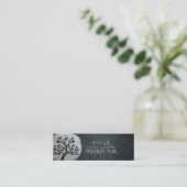 Yoga Meditation Reiki Instructor Black Silver Tree Mini Visitekaartje (Staand voorkant)