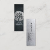 Yoga Meditation Reiki Instructor Black Silver Tree Mini Visitekaartje (Voorkant / Achterkant)