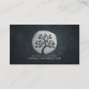 Yoga Meditation Reiki Instructor Black Silver Tree Visitekaartje