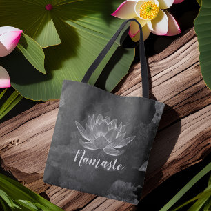 YOGA Meditation Reiki Instructor Black White Lotus Draagtas