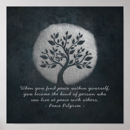 Yoga Meditation Reiki Instructor Silver Tree Quote Poster (Voorkant)