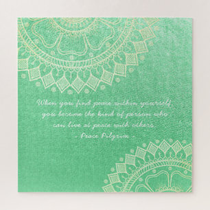 Yoga Meditation Teacher Green Gold Mandala Quotes Legpuzzel