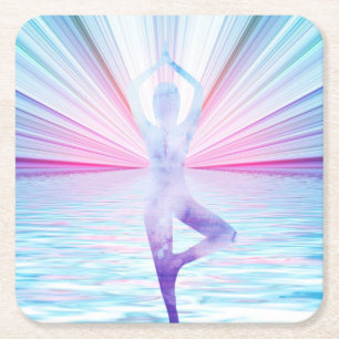 Yoga Meditation Zen Pastel Color Vierkante Kartonnen Onderzetter