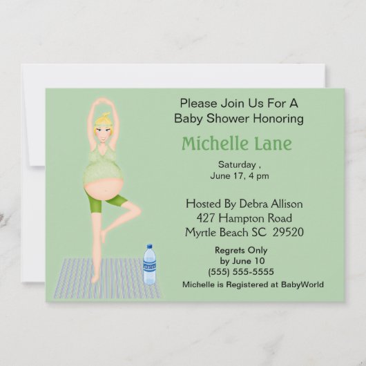 Yoga Moeder Baby shower Uitnodiging (Voorkant)