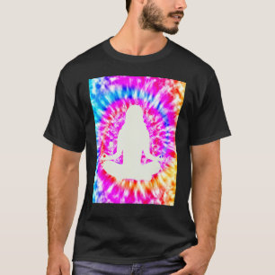 Yoga Namaste Moon Stropdas Die Buddha Pose Flowers T-shirt