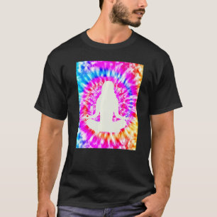 Yoga Namaste Moon Stropdas Die Buddha Pose Flowers T-shirt