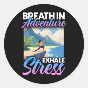 Yoga Namaste Zen Adem In Avontuur Uitademen Stress Ronde Sticker