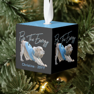 Yoga Neerwaartse Hond - Wees de Energie Quote Kubus Ornament